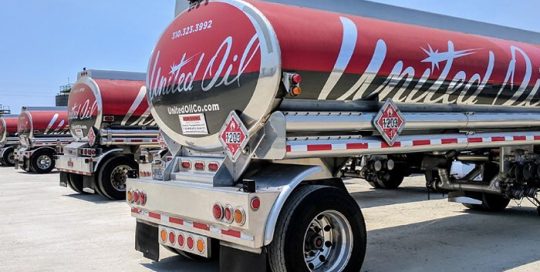 Tanker Fleet wrapped in custom cut Avery SW Gloss Carmine Red, Grey Metallic and Silver Chrome vinyls