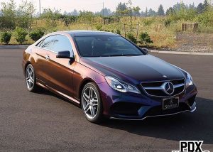 Mercedes Benz wrapped in ColorFlip Gloss Deep Space Blue/Bronze/Purple shade shifting vinyl