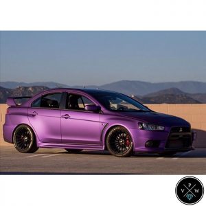 Mitsubishi Lancer wrapped in Avery SW Matte Purple Metallic vinyl