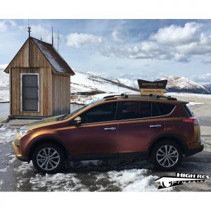 Toyota RAV4 wrapped in Avery ColorFlow Satin Rising Sun Red/Gold shade shifting vinyl