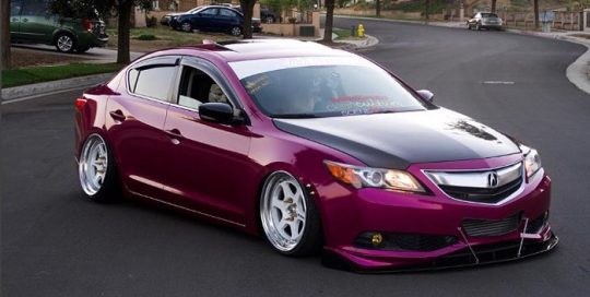 Acura ILX wrapped in Gloss Fierce Fuchsia vinyl