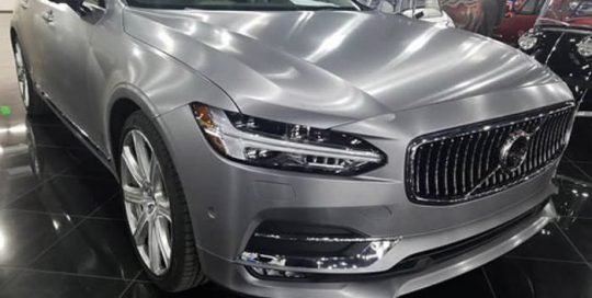 Volvo S90 wrapped in Avery SW Brushed Aluminum vinyl