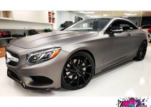 Mercedes Benz S550 wrapped in Avery SW Matte Charcoal Metallic vinyl