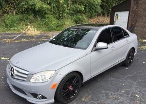 Mercedes Benz wrapped in Avery SW Matte Dark Grey vinyl