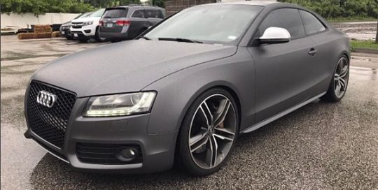 Audi S5 wrapped in Matte Dark Gray vinyl