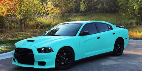 Dodge Charger wrapped in Avery SW Matte Vintage Green vinyl