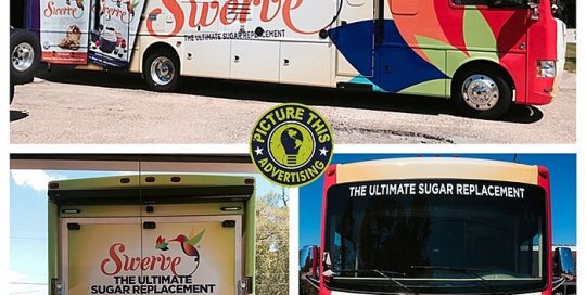 RV Commercial Bus wrapped in using custom printed 3M IJ180Cv3 vinyl with 8518 overlaminate