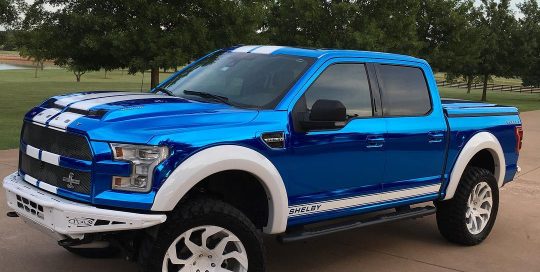Shelby F150 wrapped in Avery SW Blue Chrome vinyl