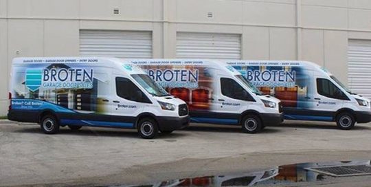 Commercial Van wraps wrapped in custom printed Avery 1105EZRS vinyl with 1360z Gloss overlaminate