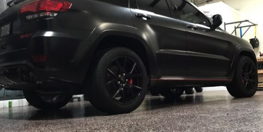 Jeep Cherokee wrapped in Avery SW Satin Black vinyl