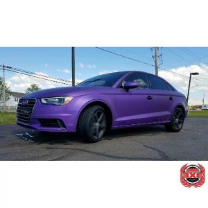 Audi A3 wrapped in Avery SW Matte Purple Metallic vinyl
