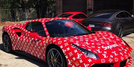 Ferrari 488 wrapped in custom cut 3M 1080 Satin Frozen Vanilla vinyl