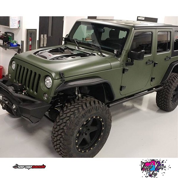 Jeep Wrangler wrapped in Matte Military Green vinyl - Vinyl Wrap - 3M &  Avery Dennison Vinyl Wrap - Cars & Vehicles