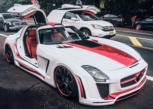 Mercedes Benz wrapped in Avery SW Red Chrome vinyl