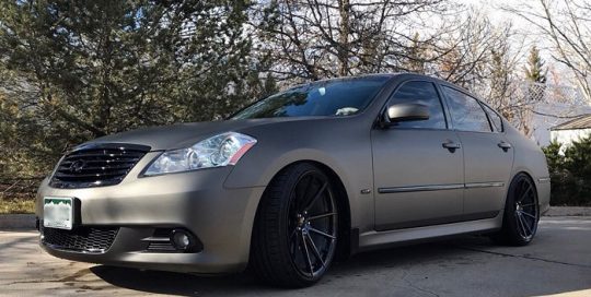 Infiniti M35X wrapped in Matte Charcoal Metallic vinyl