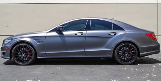 Mercedes Benz CLS63 wrapped in Satin Dark Gray vinyl