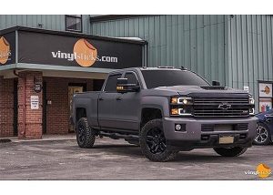 Chevrolet Silverado wrapped in Avery SW Matte Charcoal Metallic vinyl
