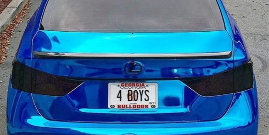Lexus GS wrapped in Avery SW Blue Chrome vinyl