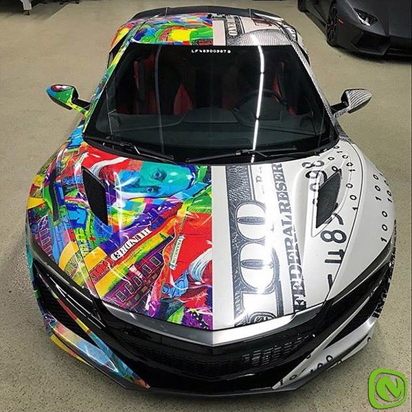 Acura NSX wrapped in custom printed 3M IJ180C and 40C-114R Clear vinyls