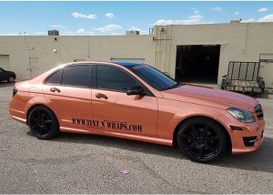 Mercedes Benz wrapped in Arlon Copper Chrome vinyl