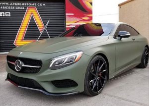 Mercedes Benz wrapped in Matte Military Green vinyl