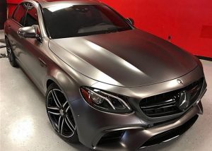 Mercedes Benz-E63S wrapped in Satin Dark Gray vinyl