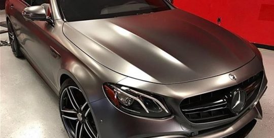 Mercedes Benz-E63S wrapped in Satin Dark Gray vinyl