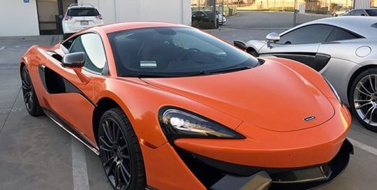 Mclaren 570s wrapped in Gloss Burnt Orange vinyl