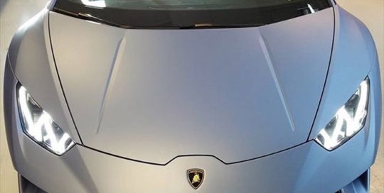Lamborghini wrapped in Avery SW Matte Powder Blue Metallic vinyl