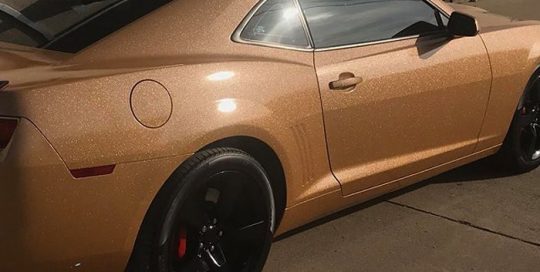 Chevrolet Camaro wrapped in Avery SW Metallic Diamond Amber vinyl