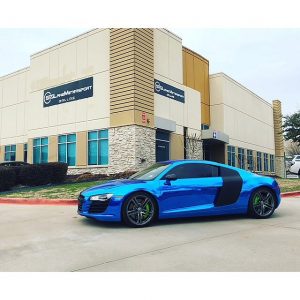 Audi R8 wrapped in Avery SW Blue Chrome vinyl