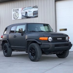 Toyota FJ Cruiser wrapped in Matte Deep Black vinyl