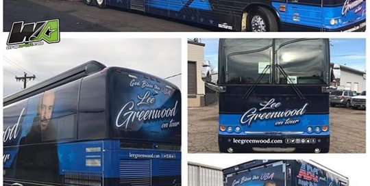 Tour Bus wrapped in custom printed 3M IJ180Cv3 vinyl with 8518 Gloss overlaminate