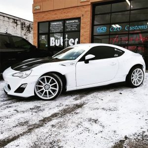 Scion FRS wrapped in Avery SW Gloss White vinyl