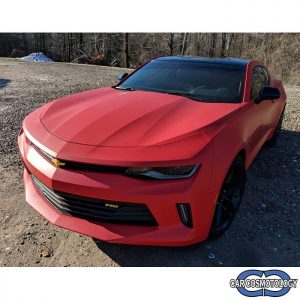 Chevrolet Camaro wrapped in Matte Red vinyl