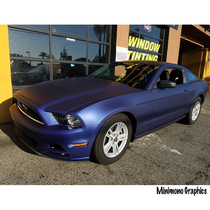 Ford Mustang Wrapped In Avery Sw Matte Blue Metallic Vinyl Vinyl Wrap