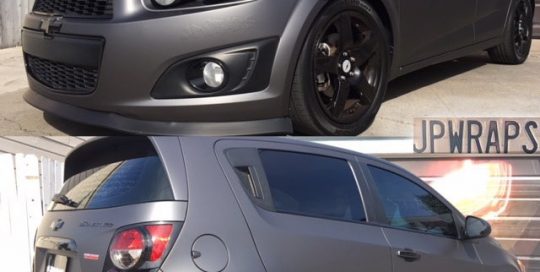 Chevrolet Sonic wrapped in Matte Dark Gray vinyl