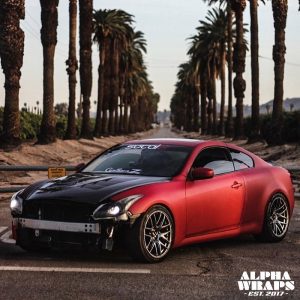 Infiniti G37 wrapped in Avery SW Matte Garnett Metallic vinyl