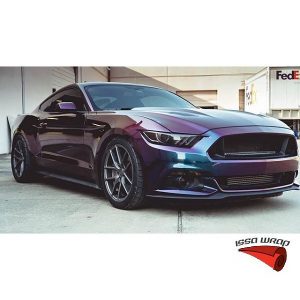 Ford Mustang Gt wrapped in ColorFlip Gloss Deep Space Blue/Bronze/Purple shade shifting vinyl