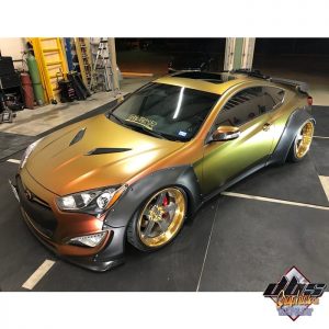 Avery ColorFlow Satin Rising Sun Red/Gold shade shifting and 3M 1080 Matte Black vinyls