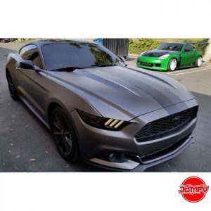 Ford Mustang wrapped in Satin Dark Gray vinyl