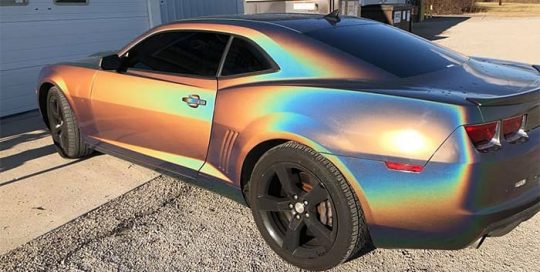 Chevrolet Camaro wrapped in ColorFlip Gloss Psychedelic shade shifting vinyl