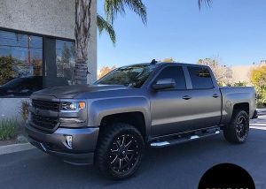 Chevrolet Silverado wrapped in Satin Dark Gray vinyl