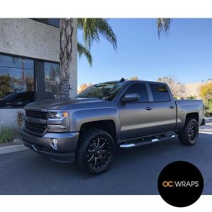 Chevrolet Silverado wrapped in Satin Dark Gray vinyl