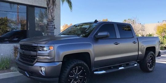 Chevrolet Silverado wrapped in Satin Dark Gray vinyl