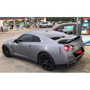 Nissan GTR wrapped in Brushed Steel vinyl