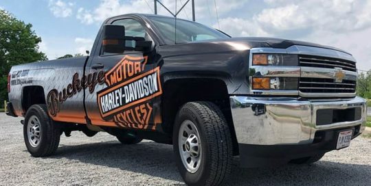 Chevrolet Silverado wrapped in Avery 1105 vinyl with 1360z Gloss overlaminate