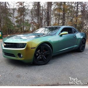 Chevrolet Camaro wrapped in Avery ColorFlow Gloss Fresh Spring Gold/Silver shade shifting vinyl