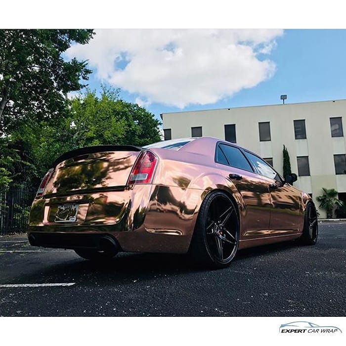 n-am wrapped in Avery rose gold chrome with a lv print