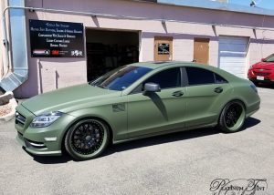 Mercedes Benz wrapped in Matte Military Green vinyl
